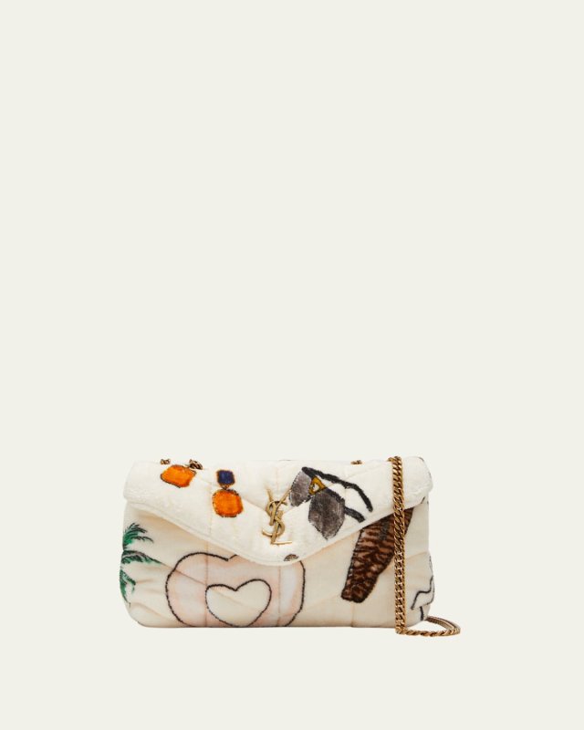 Loulou Toy Puffer Summer-Print Terry Cloth Shoulder Bag